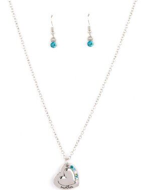 Paparazzi Mother Blue and White Necklace and Earrings Set (NS175)